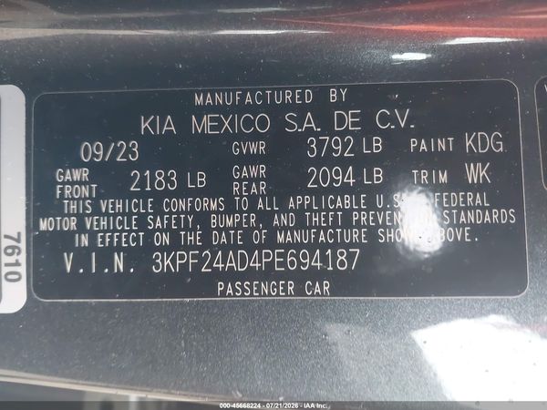2023 KIA FORTE LXS