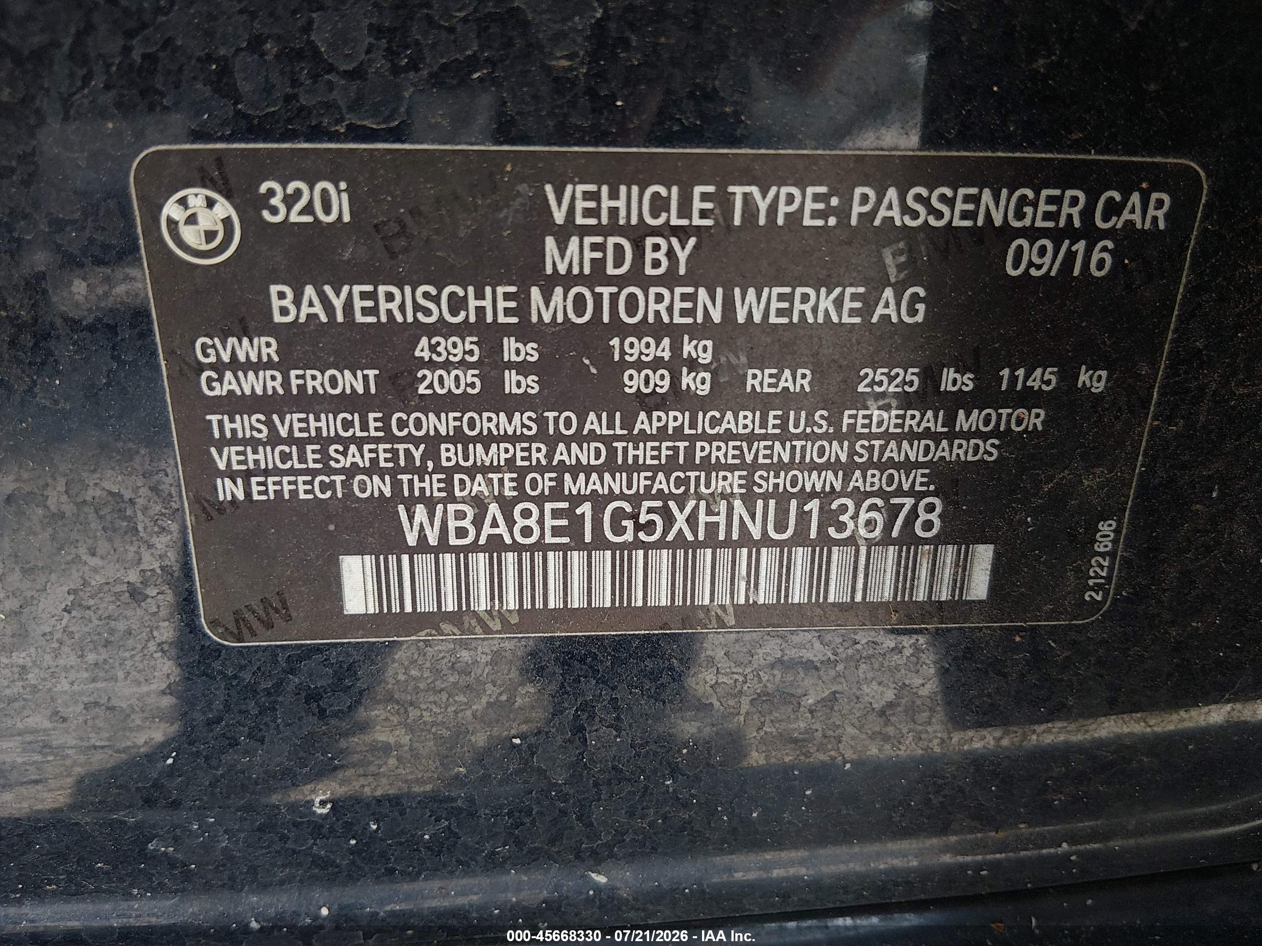 2017 BMW 320I SA