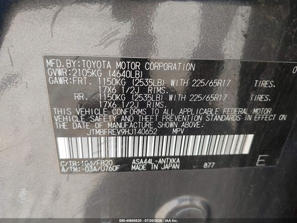 2017 TOYOTA RAV4 LE