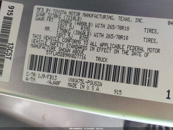 2022 TOYOTA TUNDRA SR5