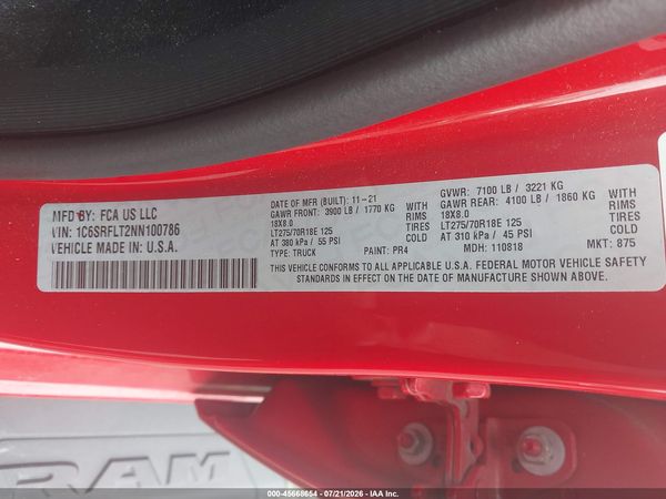 2022 RAM 1500 REBEL  4X4 5'7 BOX