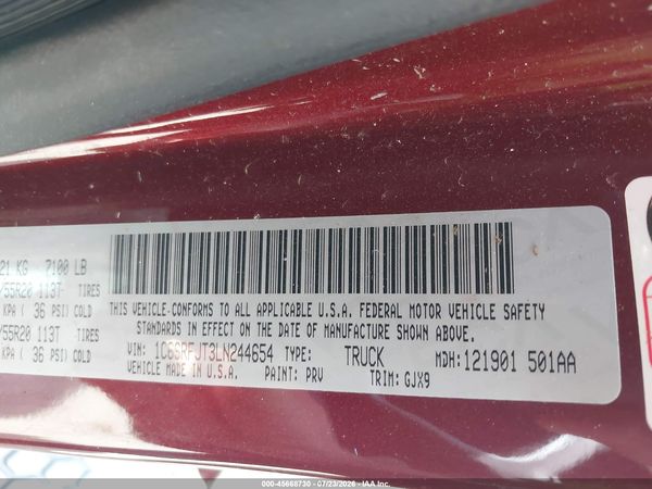 2020 RAM 1500 LARAMIE  4X4 5'7 BOX