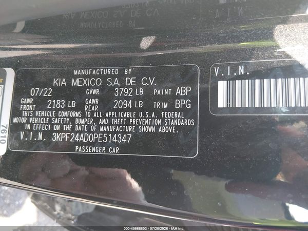 2023 KIA FORTE LXS