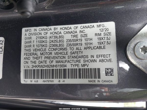 2021 HONDA CR-V AWD TOURING