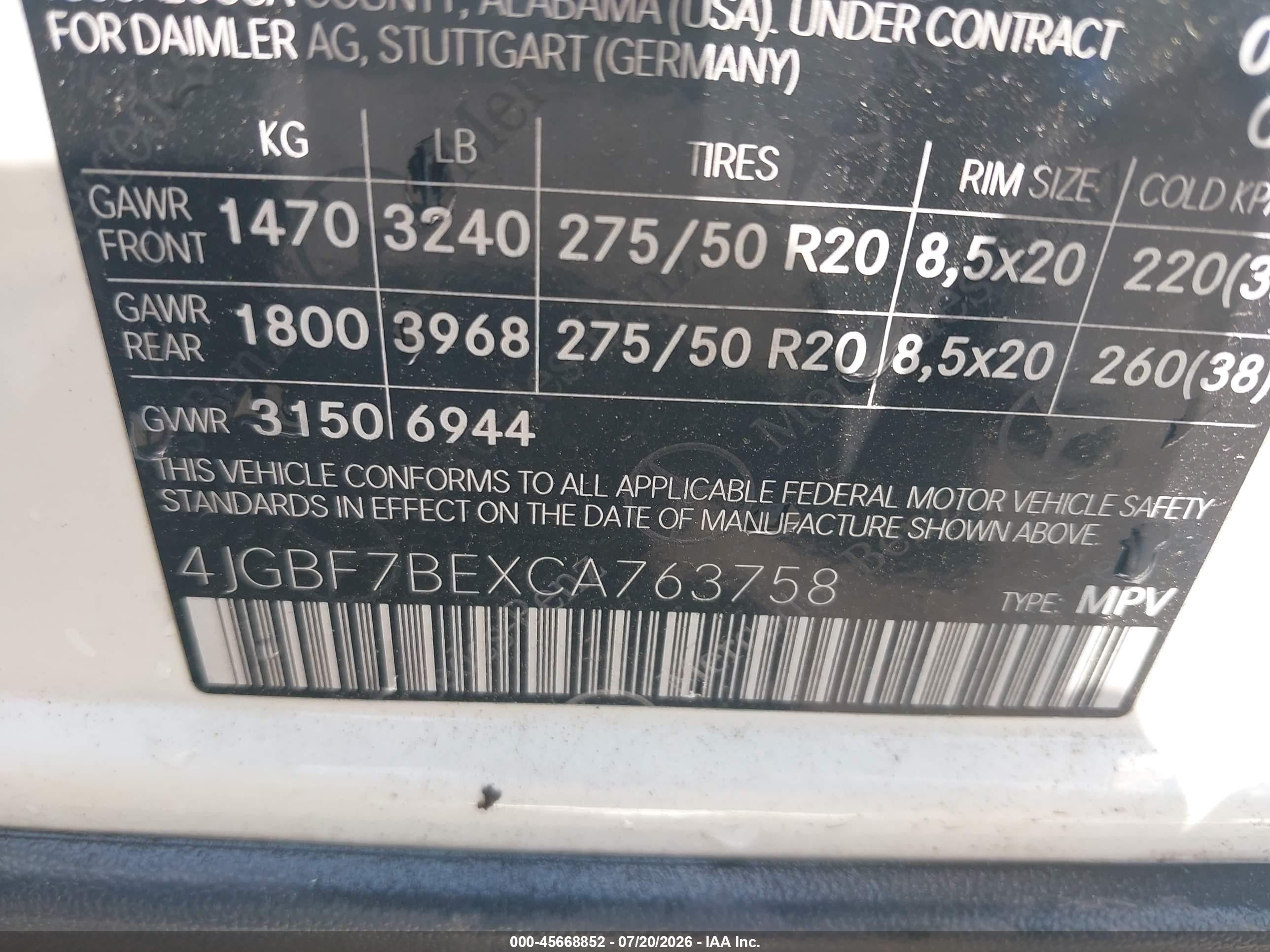 2012 MERCEDES-BENZ GL 450 4MATIC