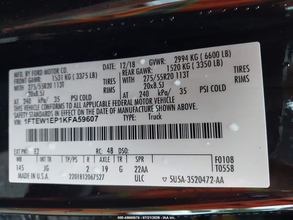 2019 FORD F-150 XL
