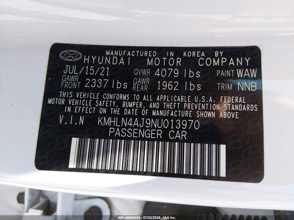 2022 HYUNDAI ELANTRA HYBRID LIMITED