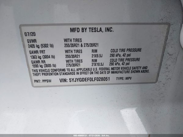 2020 TESLA MODEL Y