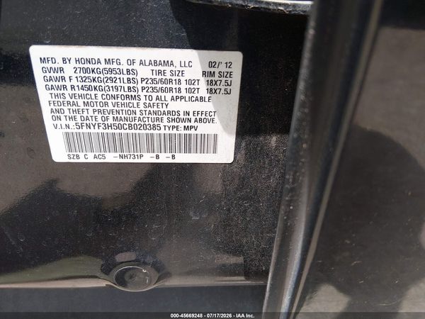 2012 HONDA PILOT EX-L