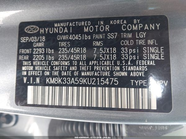 2019 HYUNDAI KONA LIMITED