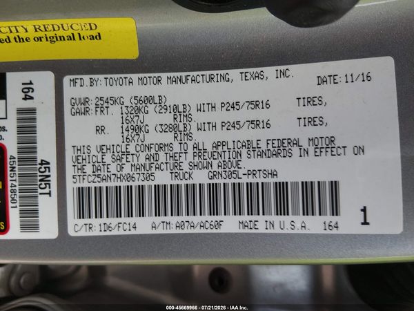 2017 TOYOTA TACOMA SR5 V6