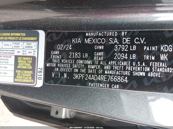 2024 KIA FORTE LXS