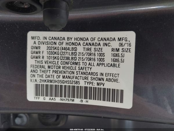 2016 HONDA CR-V LX