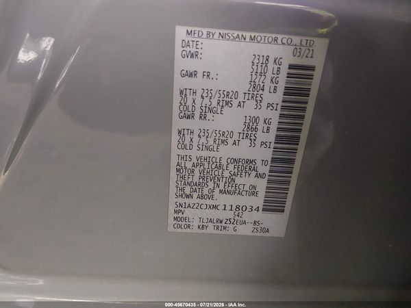 2021 NISSAN MURANO SL FWD