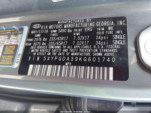 2019 KIA SORENTO 2.4L LX