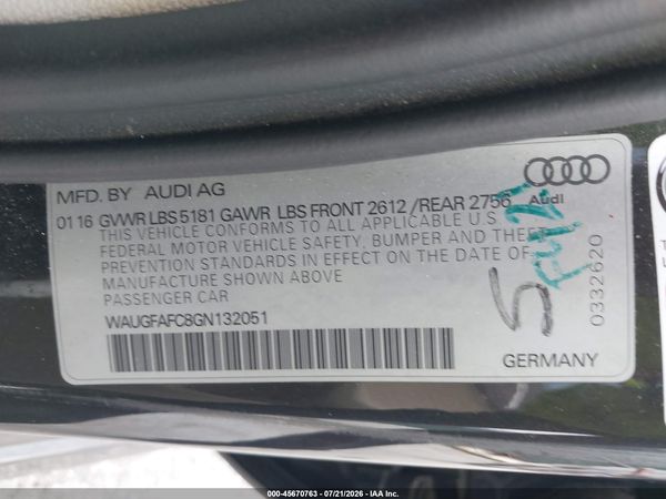 2016 AUDI A6 2.0T PREMIUM PLUS