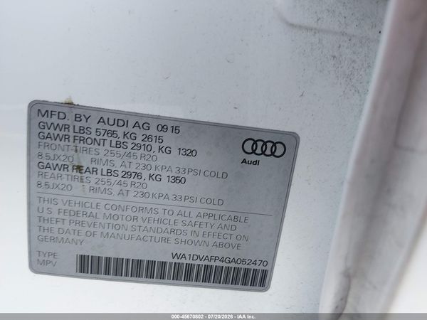 2016 AUDI Q5 3.0 TDI PREMIUM PLUS