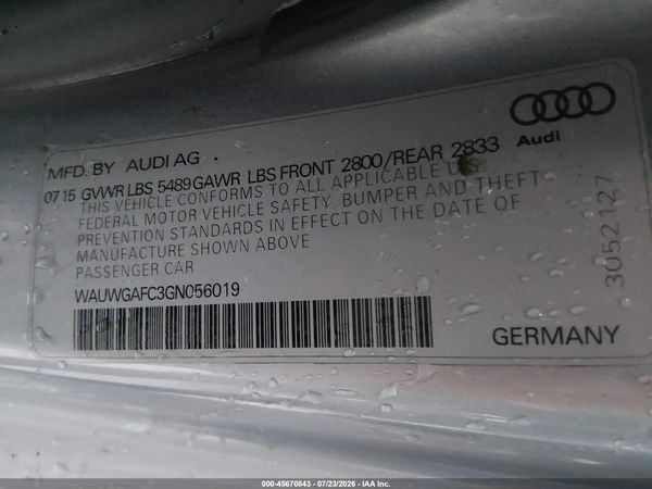 2016 AUDI A7 3.0 PREMIUM PLUS