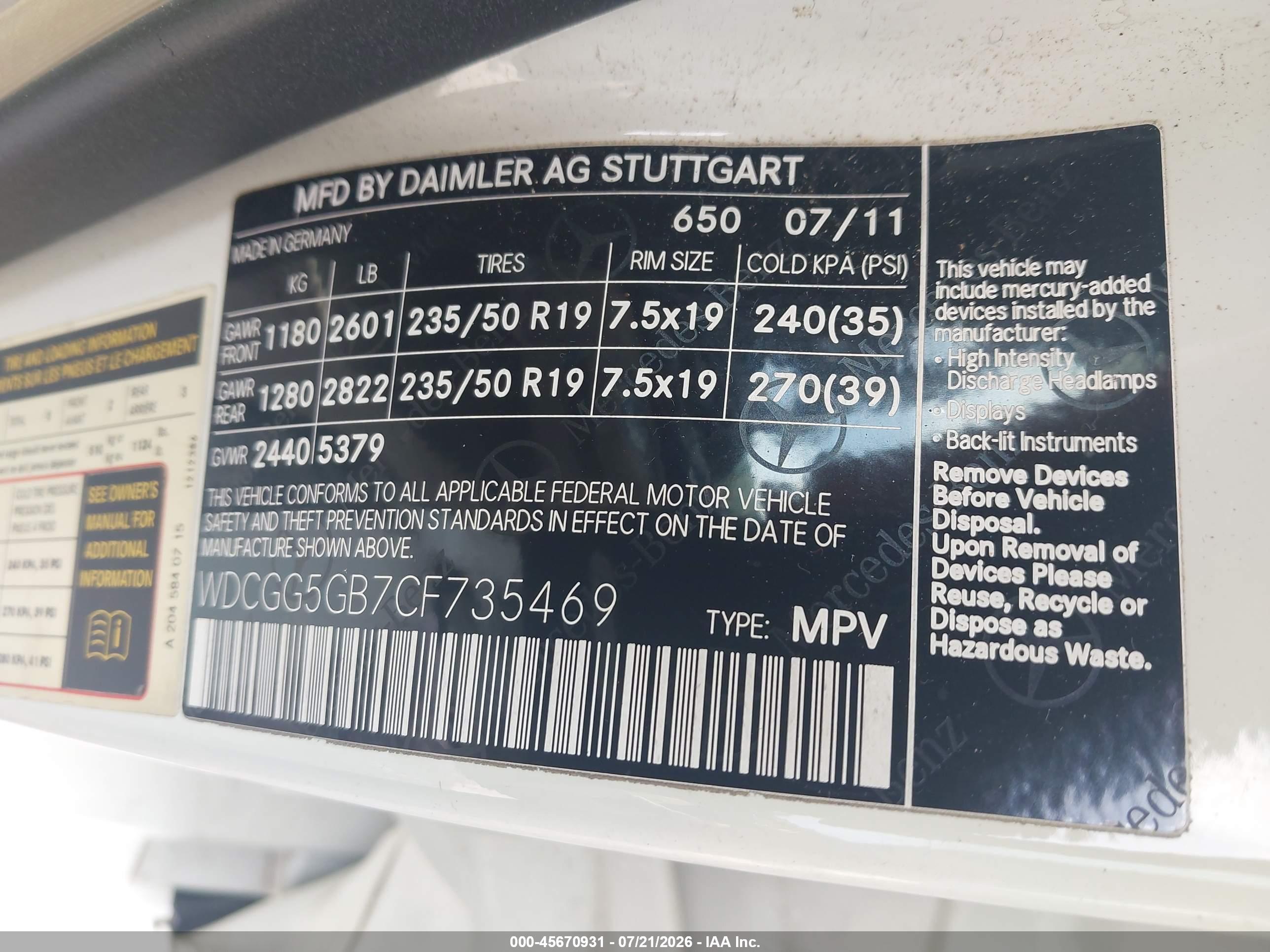 2012 MERCEDES-BENZ GLK 350 GLK350