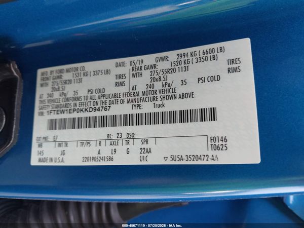 2019 FORD F-150 XL