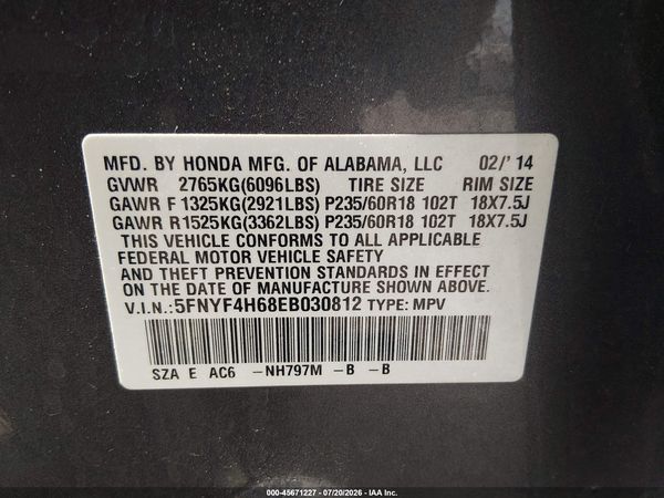 2014 HONDA PILOT EX-L