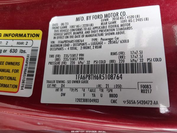 2024 FORD MUSTANG ECOBOOST FASTBACK