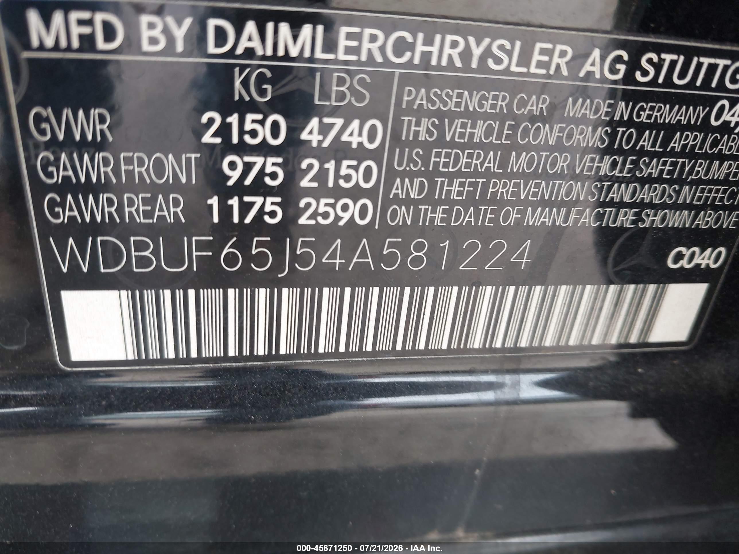 2004 MERCEDES-BENZ E 320 E320