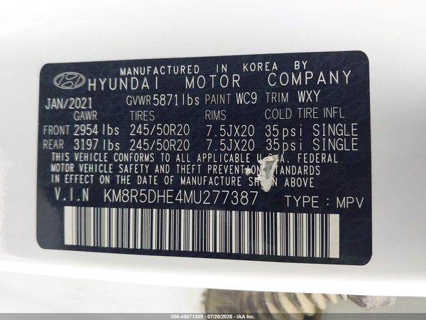2021 HYUNDAI PALISADE LIMITED