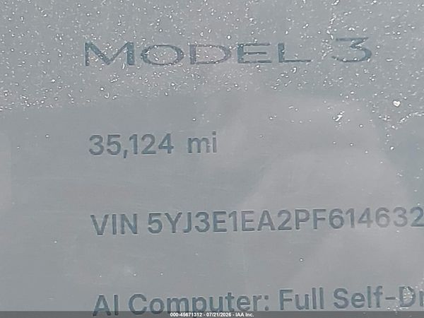 2023 TESLA MODEL 3 REAR-WHEEL DRIVE