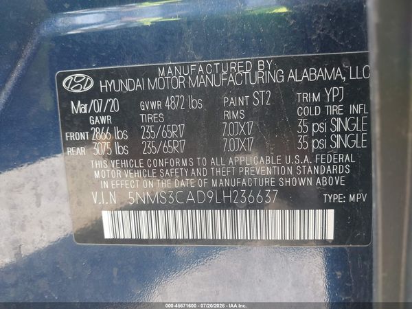 2020 HYUNDAI SANTA FE SEL