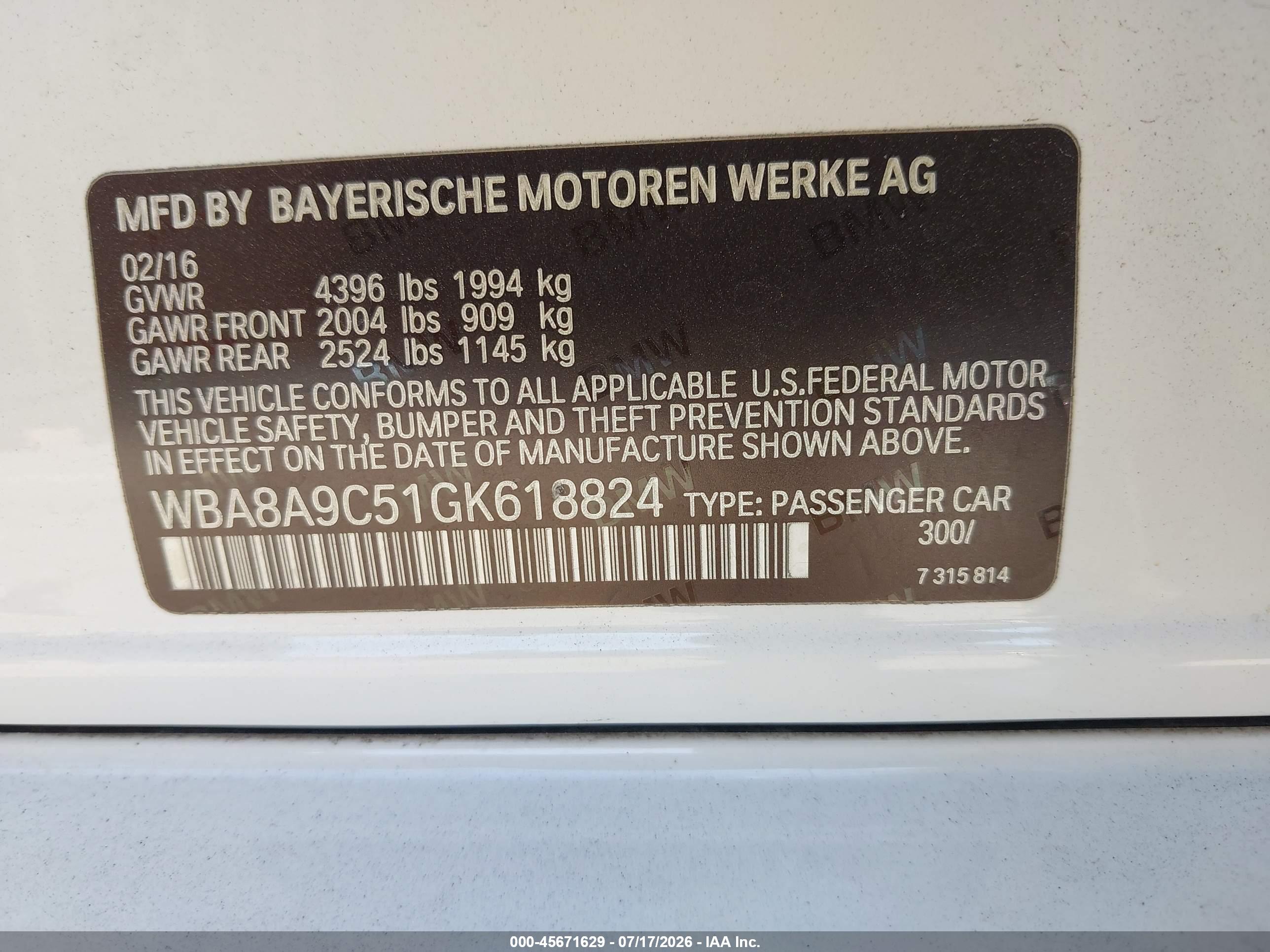 2016 BMW 320I