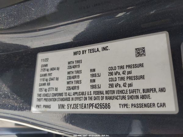 2023 TESLA MODEL 3 REAR-WHEEL DRIVE