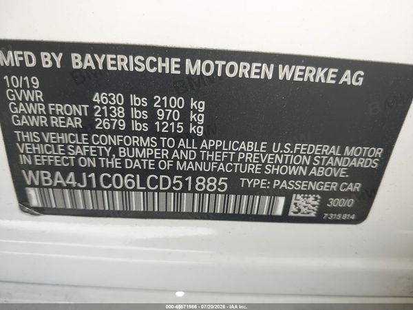 2020 BMW 430I GRAN COUPE — I9
