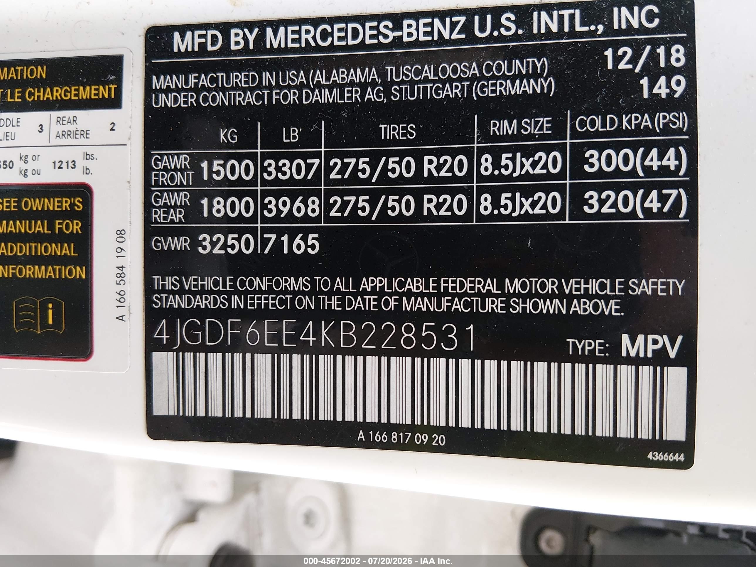 2019 MERCEDES-BENZ GLS 450 4MATIC