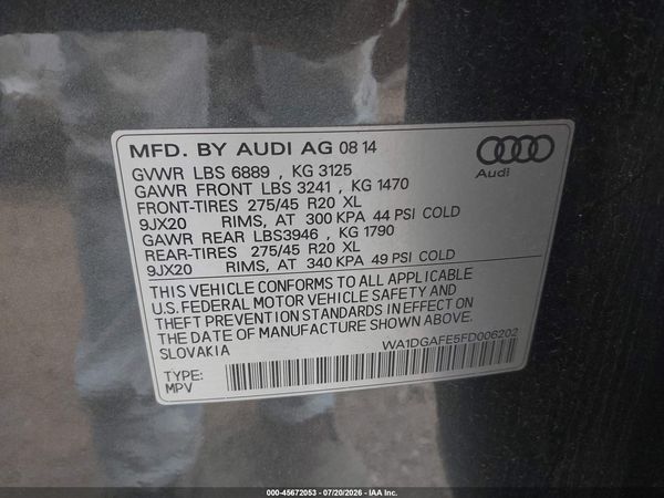 2015 AUDI Q7 3.0T S LINE PRESTIGE