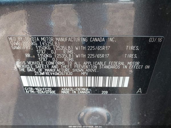 2016 TOYOTA RAV4 XLE