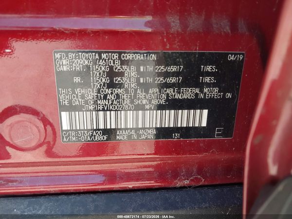 2019 TOYOTA RAV4 XLE