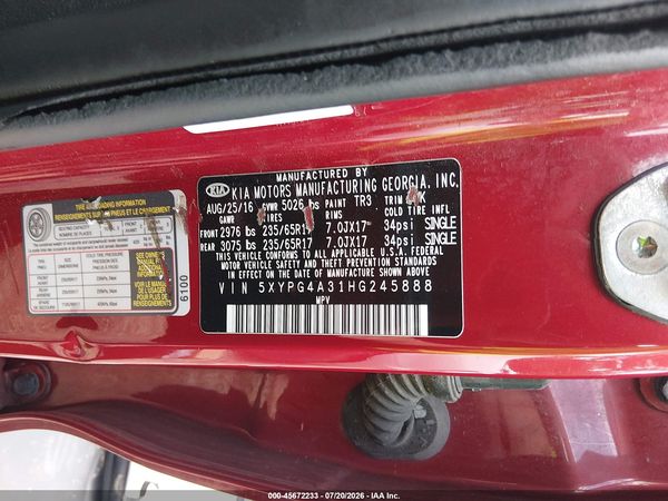 2017 KIA SORENTO 2.4L LX