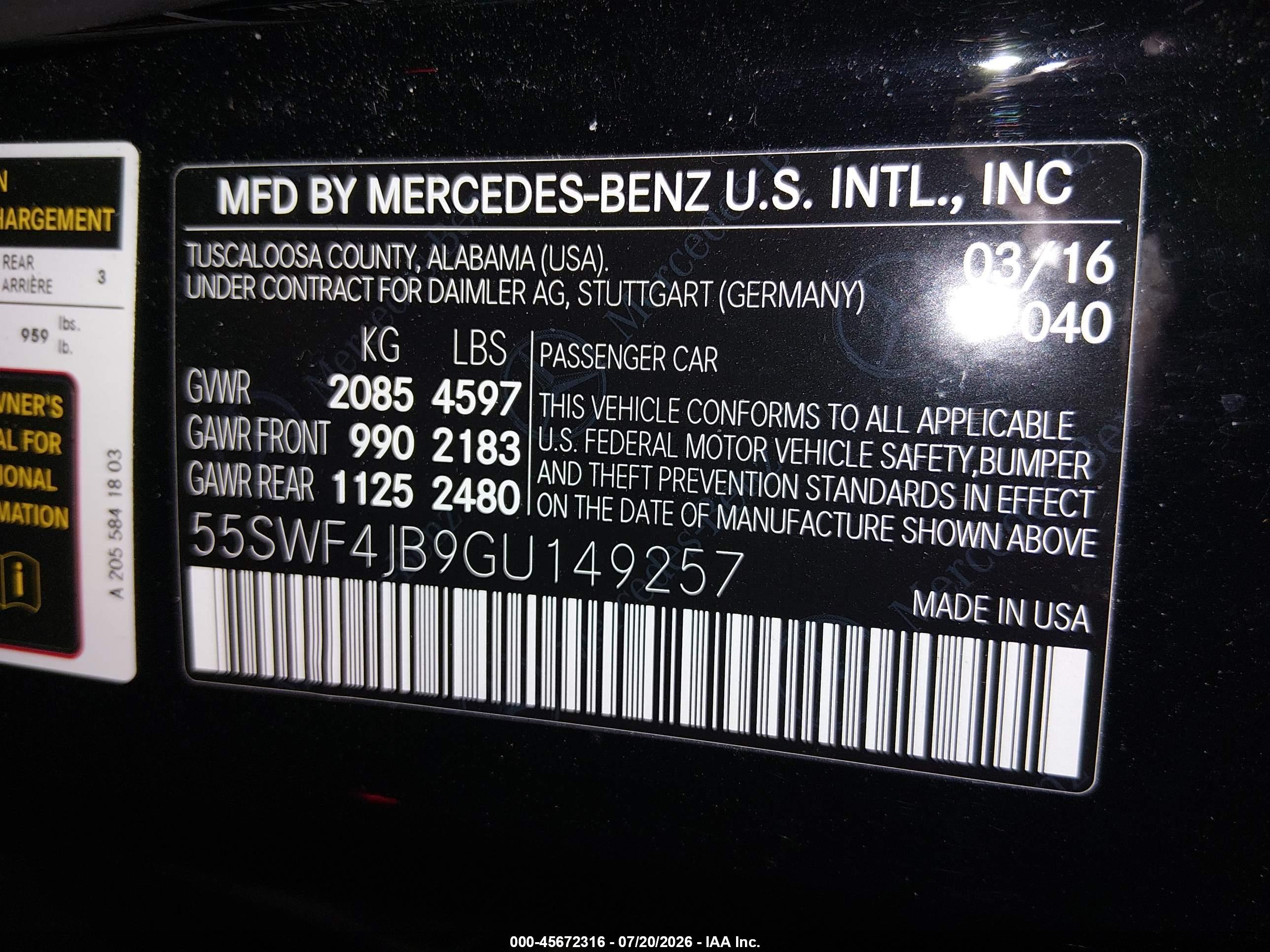 2016 MERCEDES-BENZ C 300 C300