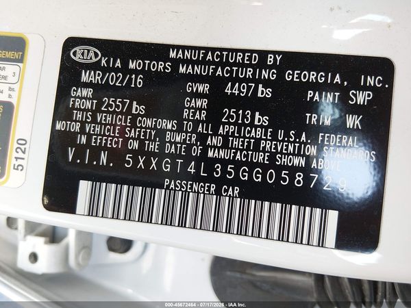 2016 KIA OPTIMA LX