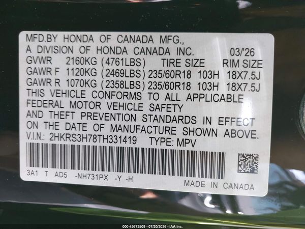2026 HONDA CR-V EX-L 2WD