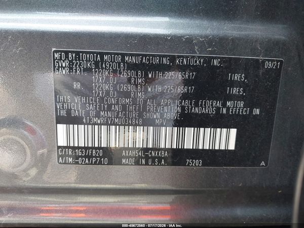 2021 TOYOTA RAV4 HYBRID LE