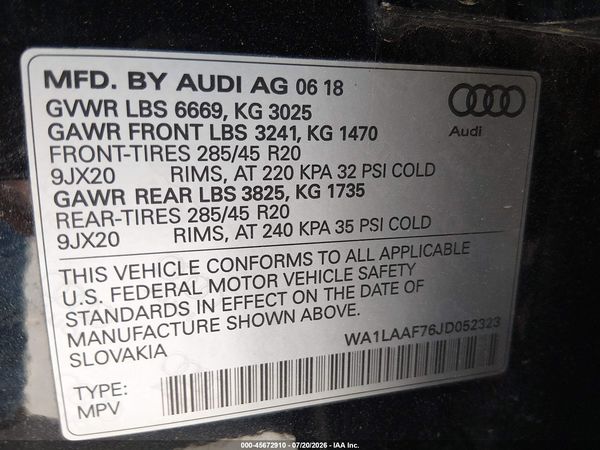 2018 AUDI Q7 3.0T PREMIUM
