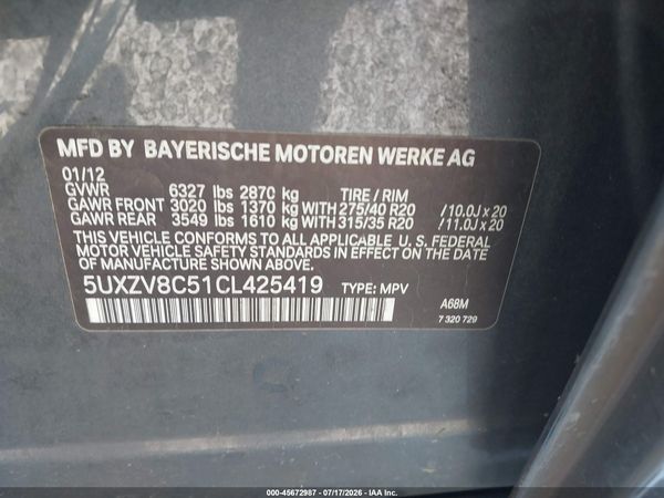 2012 BMW X5 XDRIVE50I