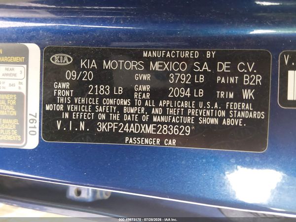 2021 KIA FORTE LXS