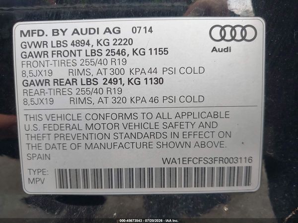 2015 AUDI Q3 2.0T PREMIUM PLUS — I9