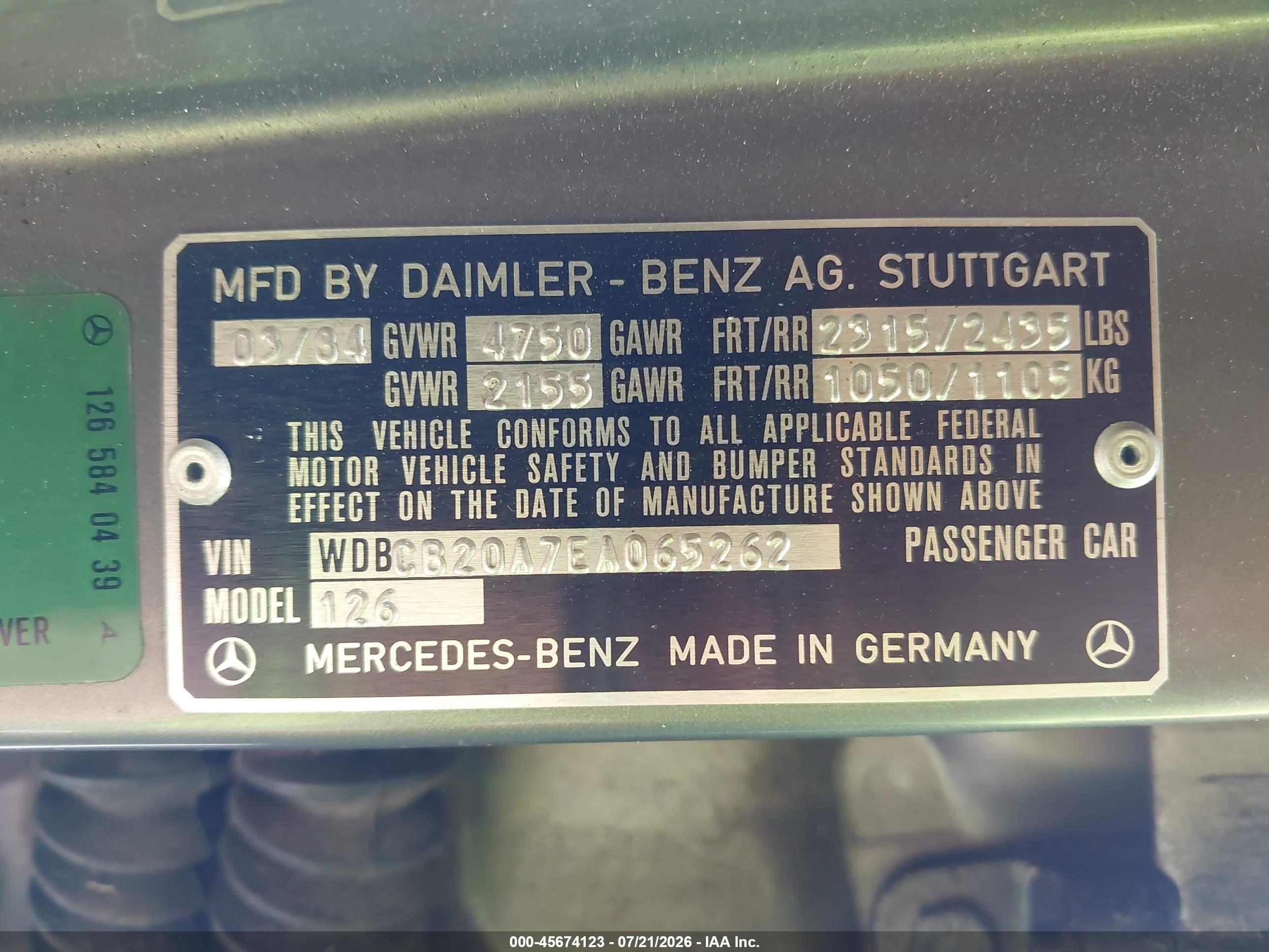 1984 MERCEDES-BENZ 300 300SD