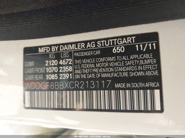 2012 MERCEDES-BENZ C 300 SPORT 4MATIC