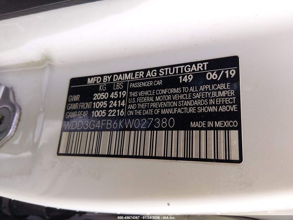 2019 MERCEDES-BENZ A 220 4MATIC
