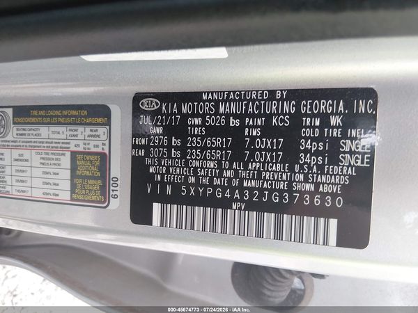 2018 KIA SORENTO 2.4L LX